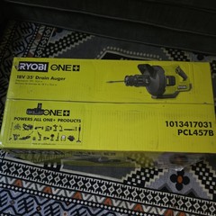 RYOBI ONE+ 18V Cordless Drain Auger w/ 35 ft Cable, LED Light, Auto Feed/Retract