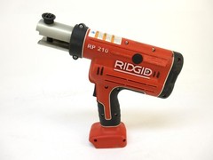 RIDGID RP 210 Compact Press Tool Kit w/ 1/2&Prime;, 7/8&Prime;, 1-5/8&Prime; PPC Jaws, Batteries+