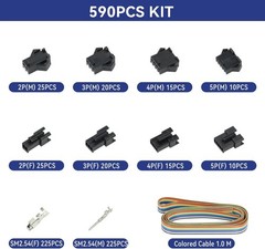 Open Barrel Crimping Tool with 590PCS JST-SM Connectors Kit &ndash; 24-16 AWG (0.25-1.