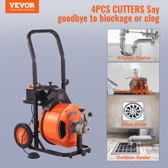 VEVOR&nbsp;Drain Cleaner Machine&nbsp;Electric Drain Auger 75&nbsp;FT x 1/2 In&nbsp;Auto Feed