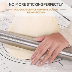 Stainless Steel Rolling Pin with Adjustable Thickness Rings &ndash; 4 Interchangeab&hellip;