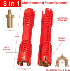 Faucet and Sink Installer（8-In-1）Multi-Purpose Wrench Plumbing Tool for Toilet
