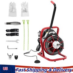 75FT x 3/8 Inch Drain Cleaner Machine, Sewer Snake Auger for 1 to 4 Inch Pipes