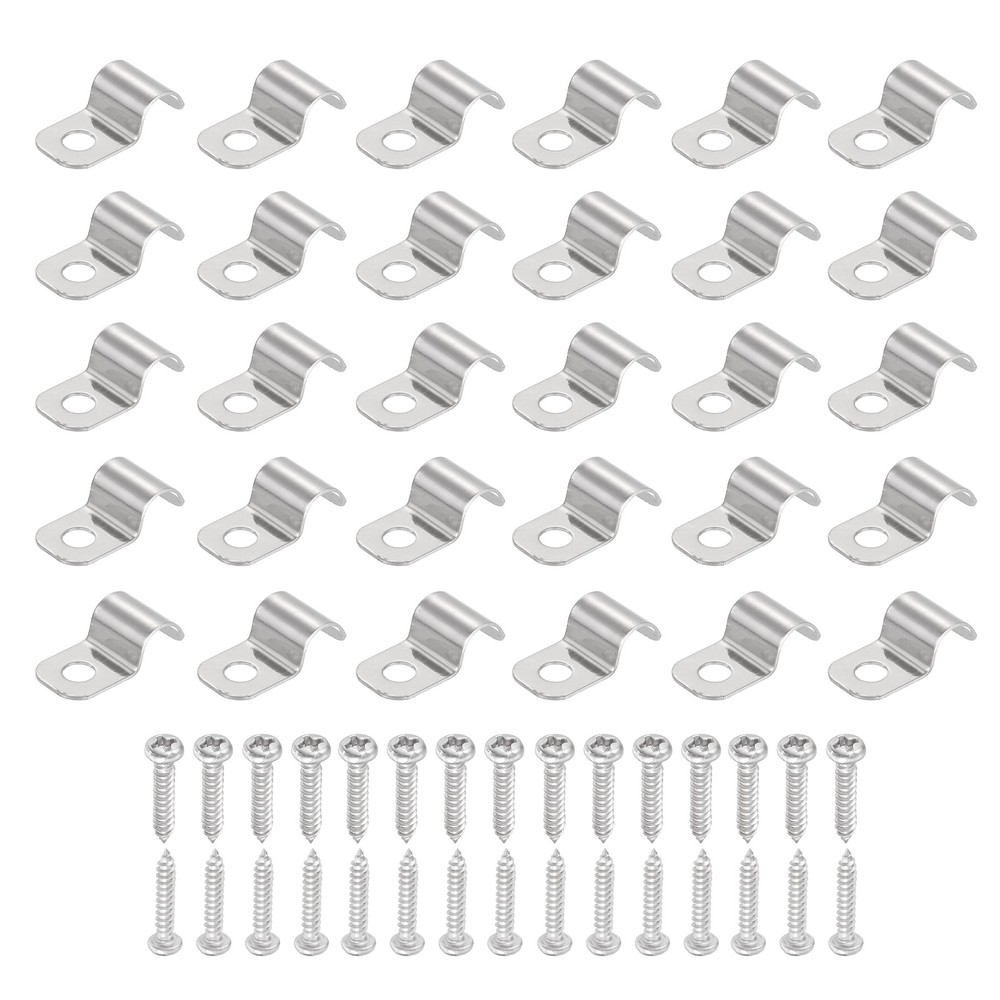 50Pcs 6mm(1/4&Prime;) One Hole Rigid Pipe Strap with Screws, Silver