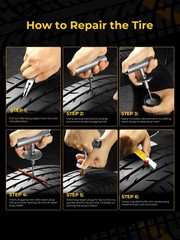 Tire Repair Kit with Plugs Fix Punctures & Plug Flats with Ease Heavy Duty Flat