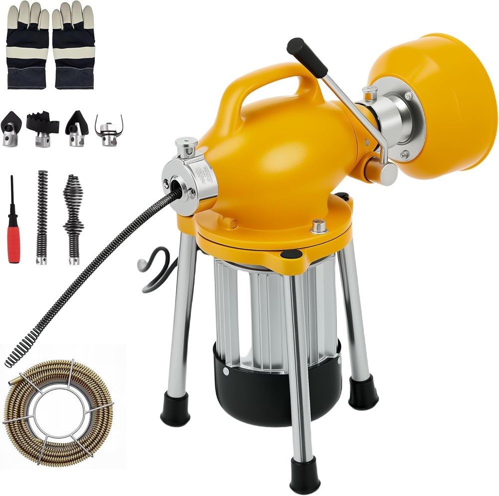 GRAVEE 66FTx5/8&Prime;&16FTx3/8&Prime; 500W Drain Cleaner Machine Sectional Snake Auto Feed