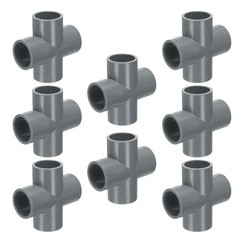 8pcs PVC Fitting 3/4&Prime; 4 Ways Connector Build Grade Pipe Coupling, Grey