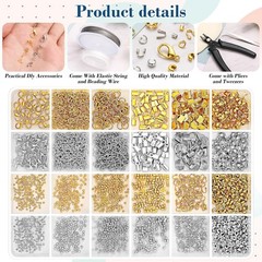 2384Pcs Jewelry Making Crimp Beads Kit, Features Covers, Tubes, Clasps, Pliers,