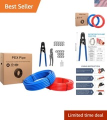 Pex-b Plumbing Tool Kit &ndash; 150ft 1/2 Inch Tubing with Crimping Tool & Cutter