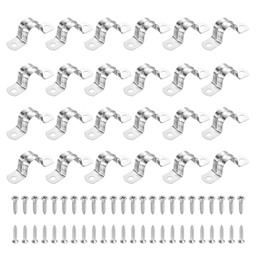 36Pcs 20mm(13/16&Prime;)304 Stainless Steel Rigid Pipe Strap with Screws, Silver