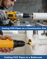 Inside Pipe Cutter for PVC Pipe, 2Pcs Pipe Cutter Tool Set with Diamond Grit Cut