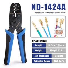 Newdeli Molex Crimper 24-14 AWG Non-Insulated Open Barrel Crimping Tool Blue