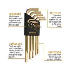 Bondhus 20899 Inch/Metric GoldGuard Plated Ball EndL-Wrench Dou&hellip; FAST USA SHIP
