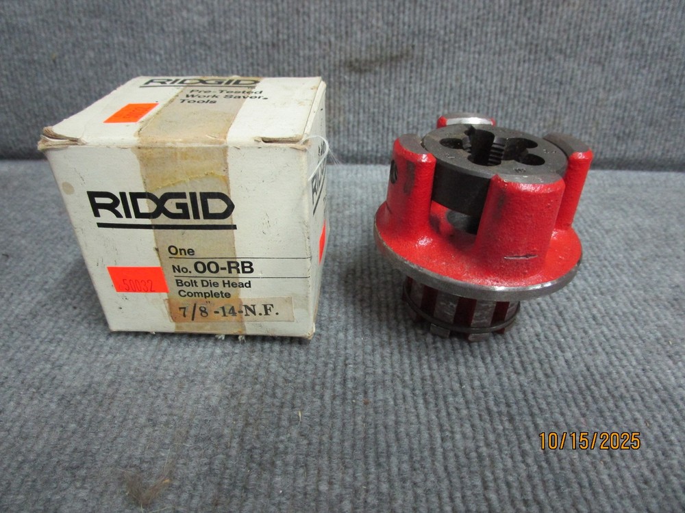 Ridgid 7/8&Prime; -14 N.F Bolt Die Head Complete Model 00-RB New