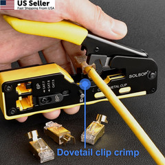 Solsop Pass Through RJ45 Crimp Tool Kit 4 inches x 11 inches, Yellow