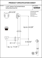 Artiwell 1-1/2&Prime; Black Tubular Bath Drain Kit with Tip-Toe Matte