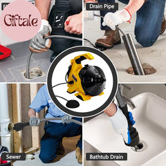 Drain Cleaner Machine 30Ft X 3/10In, Auto-Feed Electric Drain Snake with Foot Sw