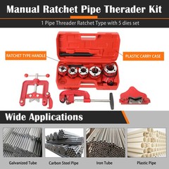 Ratchet Pipe Threader Kit Ratcheting Pipe Threading Hand Tool 5 Dies