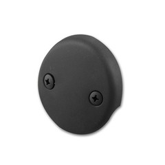 CalcMetal Dual Hole Bathtub Drain Overflow Plate with Two Matte Black