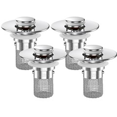 Pop-Up Sink Stopper Hair Catcher Bathroom Drain Strainer Removable Silver