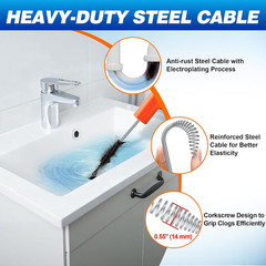 Auto Feed Drain Auger with Drill Adapter, 33 Feet Drain Snake Hair Clog Remover,