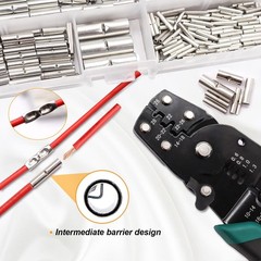 284PCS Non Insulated Butt Connectors Kit with Crimping Tool 26-6 Gauge Tinned Re