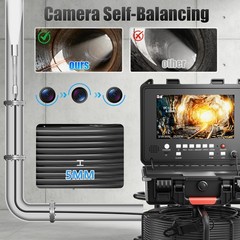 50m Sewer Drain Pipe Inspection Camera w/ 512HZ Locator 9&Prime; Monitor Self-Leveling