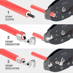 iCrimp Spark Plug Wire Crimper, Ratchet Wire Crimping and Stripping Tool for Spa