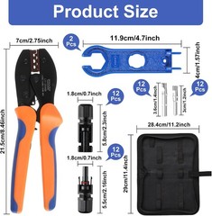 Solar Connector Kit 14-10AWG, 12 Pairs Connectors & 2 Spanner Wrenches | MC4 Sol