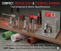 Premium 3 Packs PVC Pipe Threader 1/2 3/4 And 1 For + 3/4, 1311