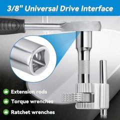 Tub Drain Removal Tool 3/8 Drive Extractor Rusted Stuck Broken Drain Remover