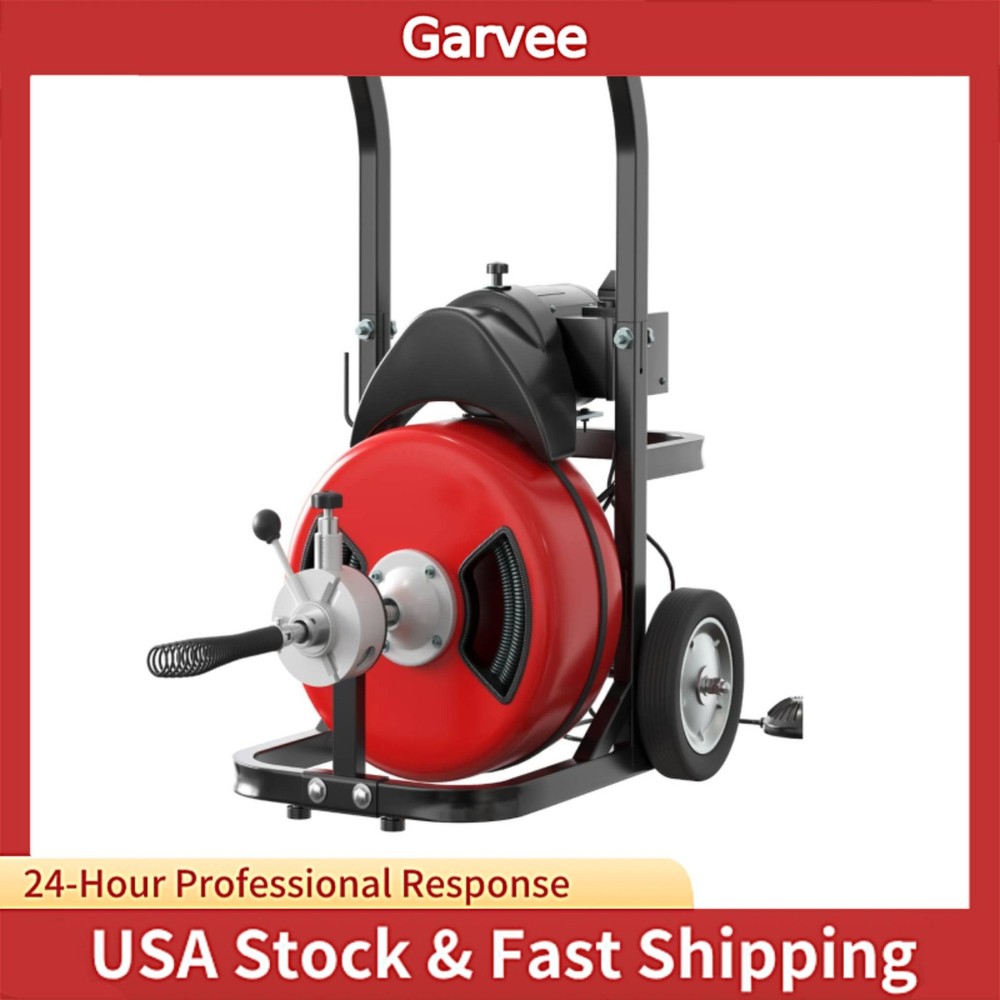 1/2&Prime; & 3/4&Prime; Sewer Snake Auger With 100FT Long Cable Forms Versatile Electric Dra