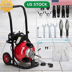 100 ft x 1/2 in Drain Cleaner Machine 250W Portable Sewer Snake Auger Feed Auto