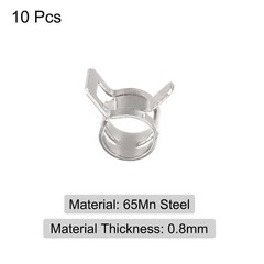Spring Hose Clamp, 10pcs 65Mn Steel 9mm Low Pressure Air Clip, Nickel Plated