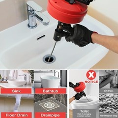 Drain Auger 25ft 1/4in Drum Plumbing Drain Snake Clog Remover Autofeed