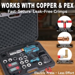 AMZCNC 18V Pro Press Tool for Copper & PEX Pipes Cordless Plumbing Blue