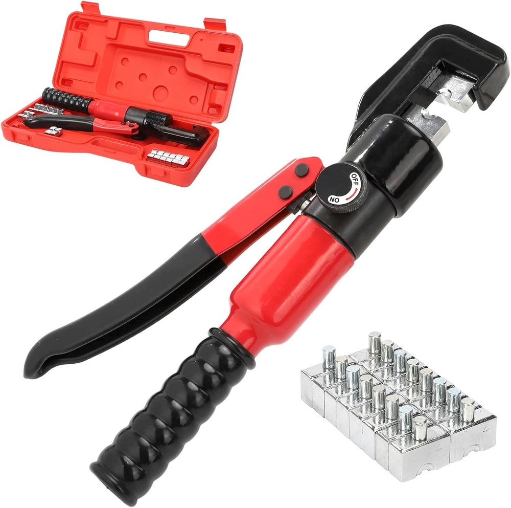 Hydraulic Crimping Tool 45KN Battery Cable Crimper Tool with 8 Dies | Heat-Treat