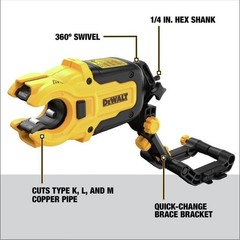 DEWALT IMPACT CONNECT Copper Pipe Cutter, Impact Driver Attachment, (DWACPRIR)