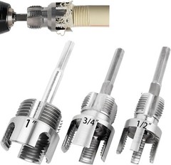 3-Piece PVC Pipe Threader Kit &ndash; 1/2&Prime; 3/4&Prime; 1&Prime; NPT Internal & External Tools