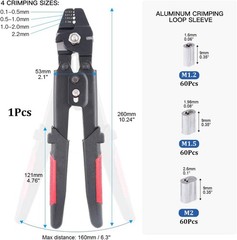 Glarks Fishing Crimping Tool Swager for Wire Rope Up To 2.2mm with Ferrule Kit