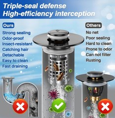 TopmeiUP Pop-Up Sink Stopper Hair Catcher | Drain Strainer 2-in-1 Black