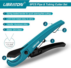 Libraton Pex Cutter 1-1/4&Prime;, Pex Pipe Cutter, PEX Tube Cutter 1/8&Prime; to 7/8&Prime;, PEX P