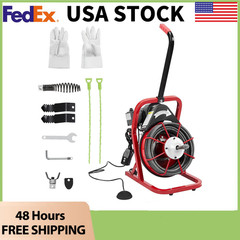 75FTx 1/2Inch Drain Cleaner Machine, Sewer Snake Auger Cleaner for 1&Prime; to 4&Prime; Pipe