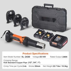Uimoso VEVOR Pro Press Tool Pipe Crimping Kit Press Tool Battery Kit 1/2&Prime; 3/4&Prime;