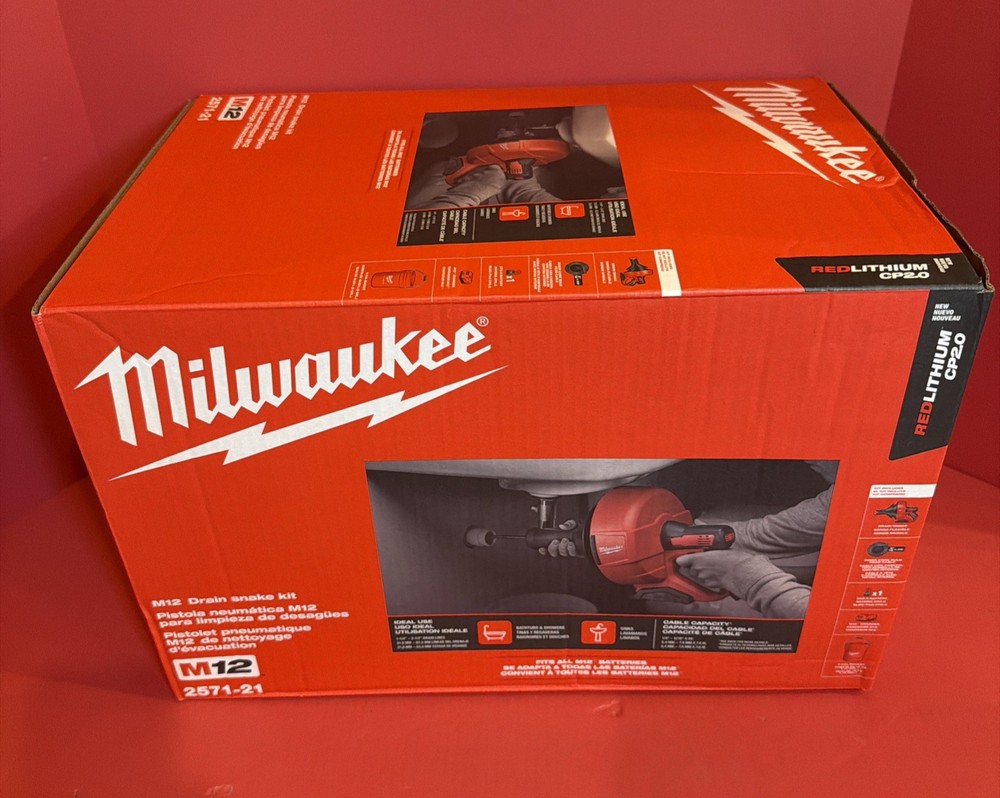 Milwaukee M12 25ft. Cordless Electric Drain Snake Kit, With 1.5Ah Battery,