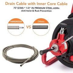 ✈️75Ft x1/2 Inch Drain Cleaner Machine Auto-feed Electric Drain Auger Profession
