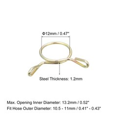 Fuel Line Hose Clips, 100pcs 12mm 65Mn Steel Tubing Spring Clamps