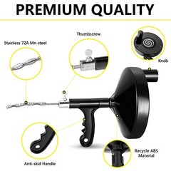 Drain Auger 25 Ft With Gloves Plumbing Snake Drain Auger Hair Clog Remover Heavy