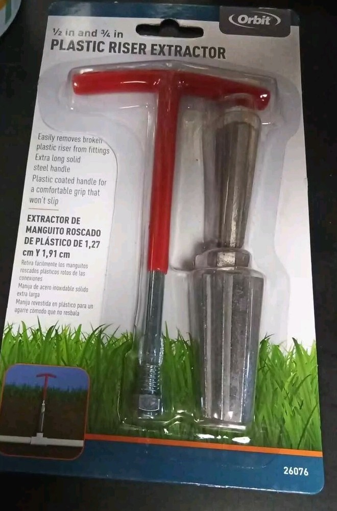 Orbit 26076 Sprinkler System 1/2&Prime; & 3/4&Prime; Plastic Pipe Nipple Riser Extractor F1