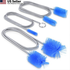 Flexible Long Drain Brush Set, Premium 3 Piece Kit with Double Large, Blue
